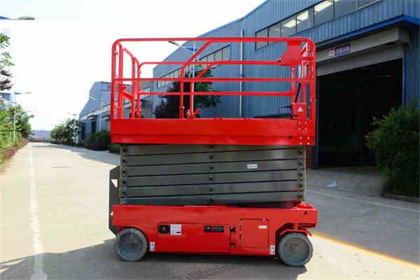 車輪型自動推進ハサミ高所作業昇降プラットフォーム Wheeled Type Auto Propelled Scissors Aerial Working Lifting Platform