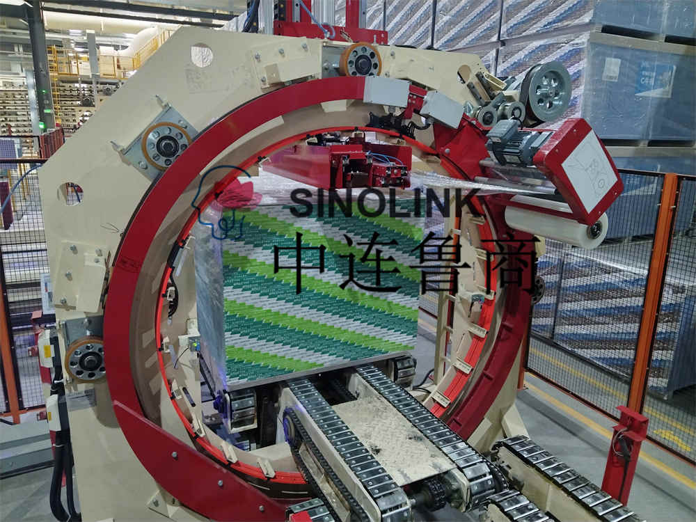 プレート建築材料用の自動6面前伸縮ラッピングマシン