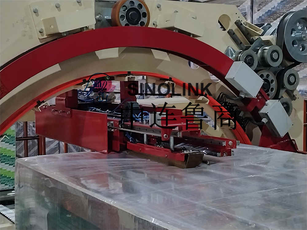 プレート建築材料用の自動6面前伸縮ラッピングマシン